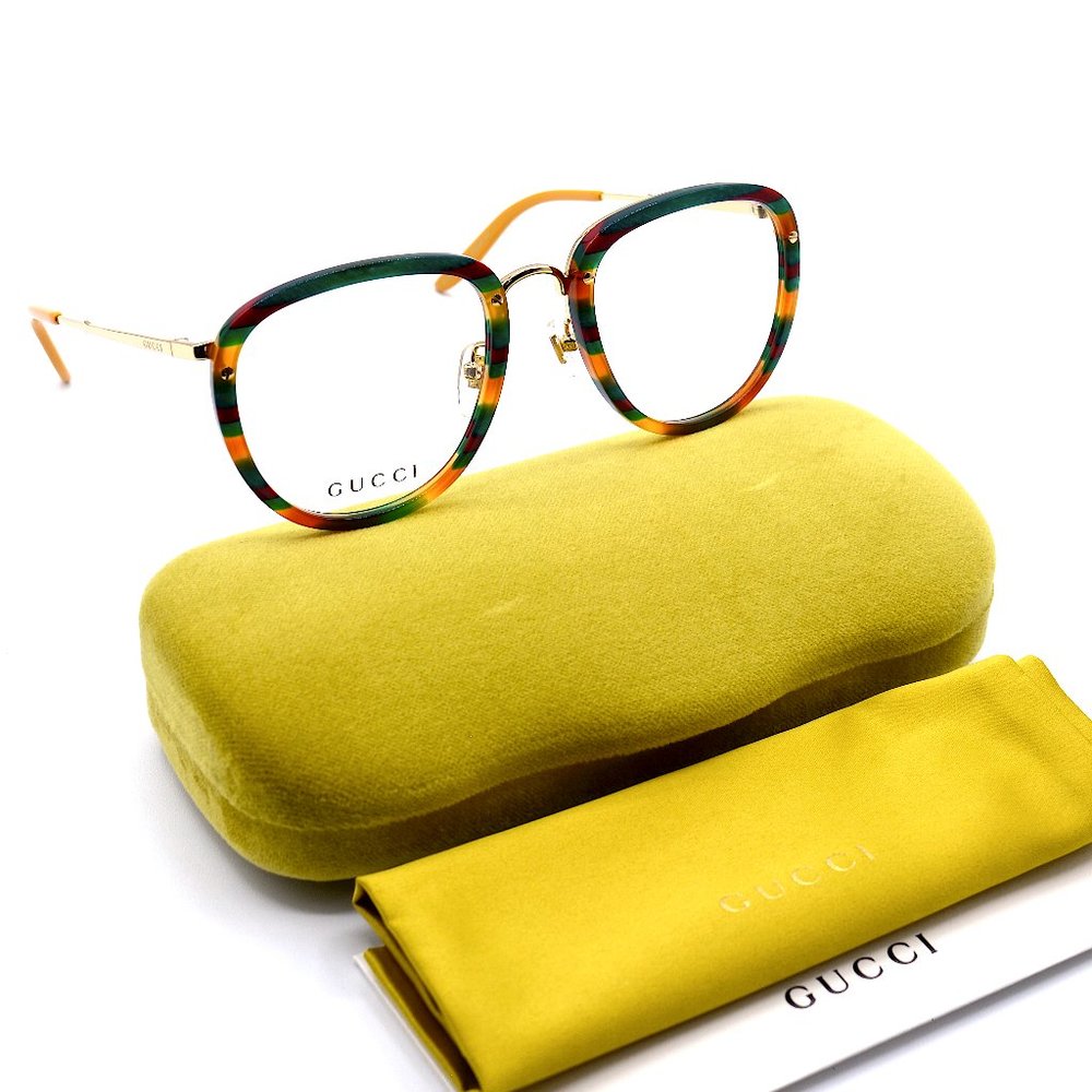 NEW GUCCI GG0675o 004 STRIPE HAVANA AUTHENTIC EYEGLASSES FRAME - Picture 12 of 13